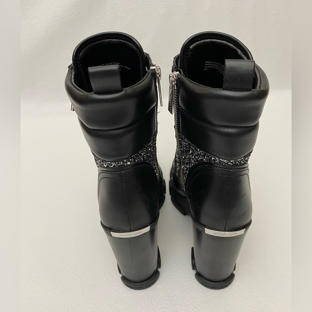 Michael Kors Ridley Lug- Sole Glitter Combat Boots Women’s Size 6M. - Picture 2 of 11
